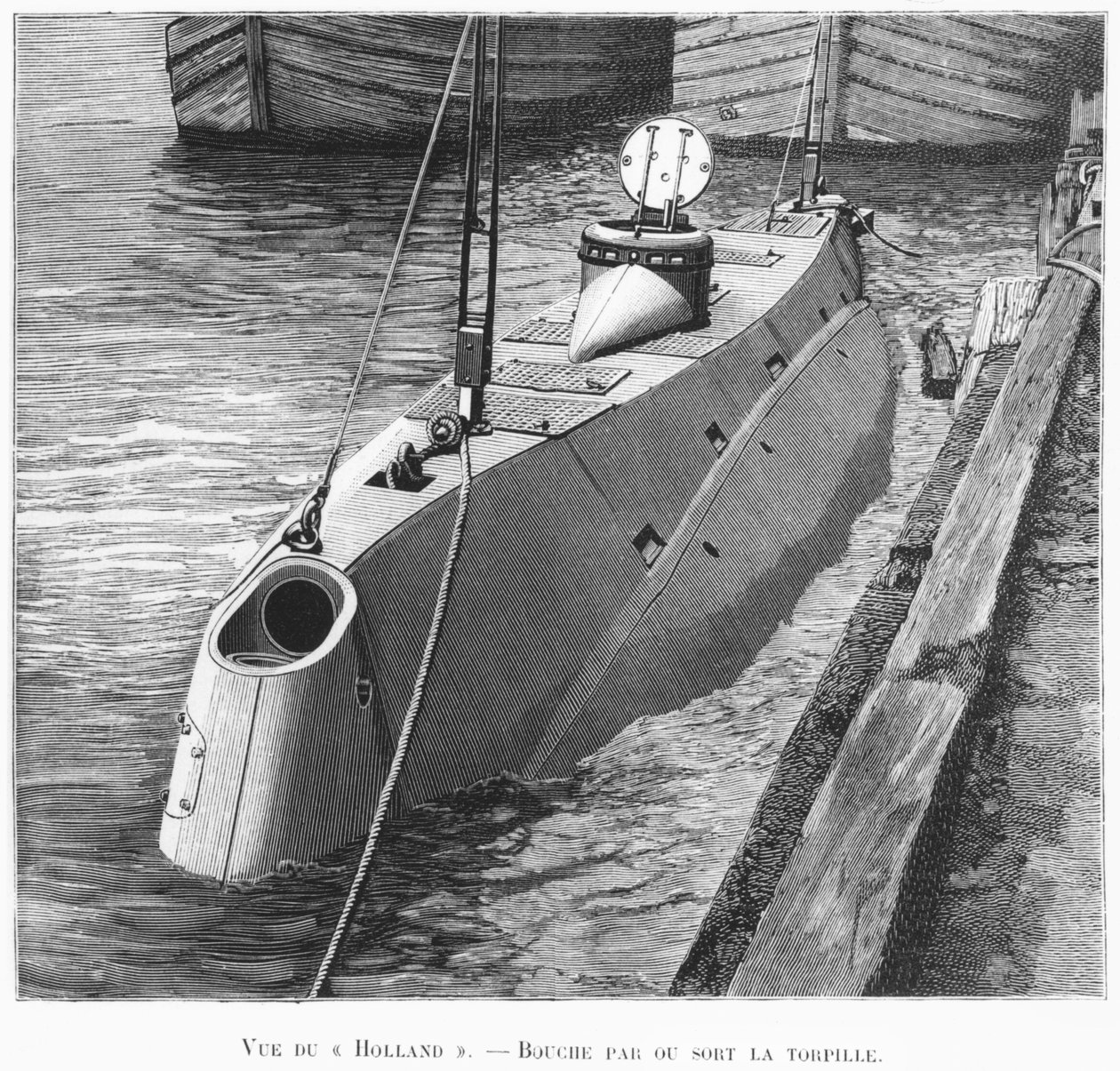 Le sous-marin Holland, illustration de Le Monde Illustré, janvier 1899 - French School
