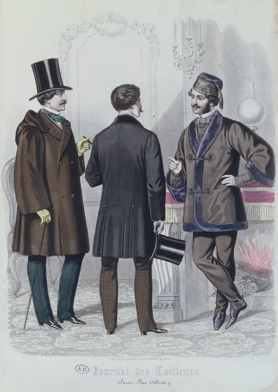 Trois jeunes hommes élégants, décembre 1856 - French School