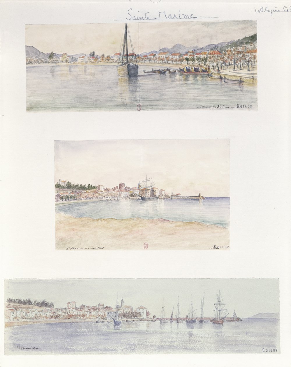 Trois vues de Sainte-Maxime - French School