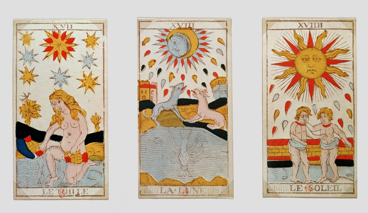 Trois cartes de tarot représentant l