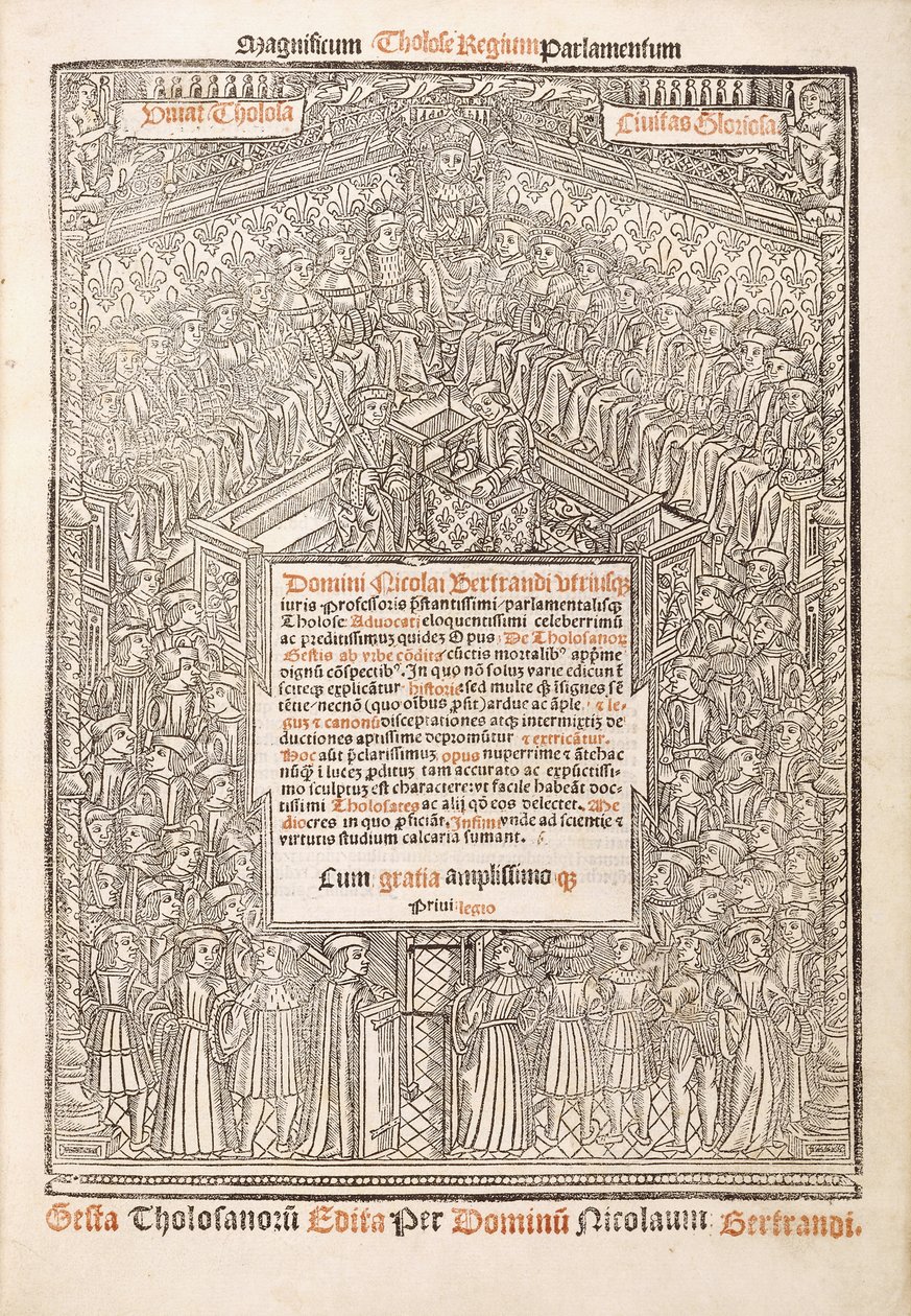 Page de titre montrant le Parlement de Toulouse, 1515 - French School