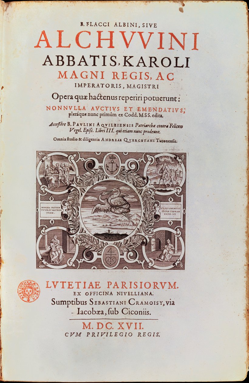 Page de titre de Abbatis Karoli Magni Regis par Alcuin, publié en 1617 - French School