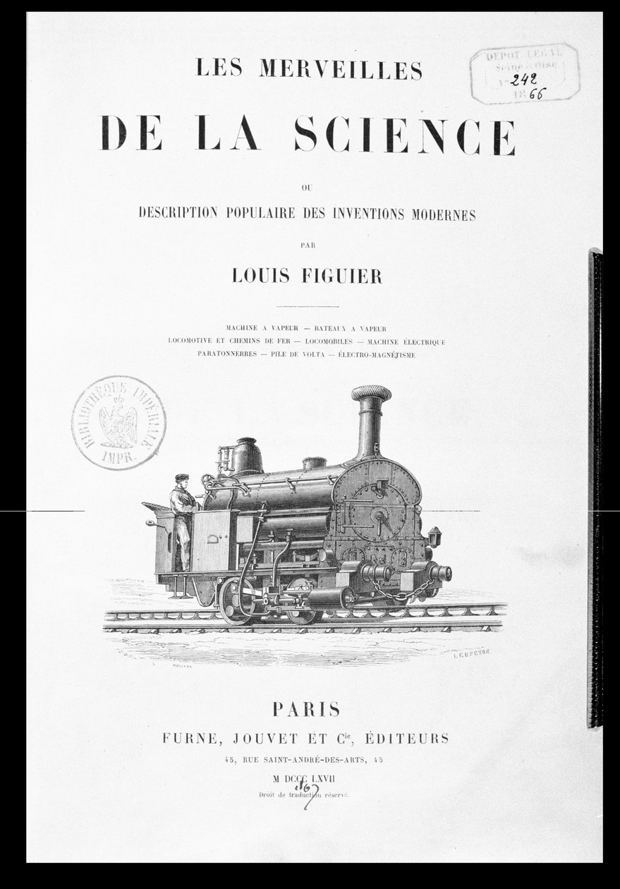 Page de titre de Les Merveilles de la Science par Louis Figuier, publié par Furne et Jouvet, 1867 - French School