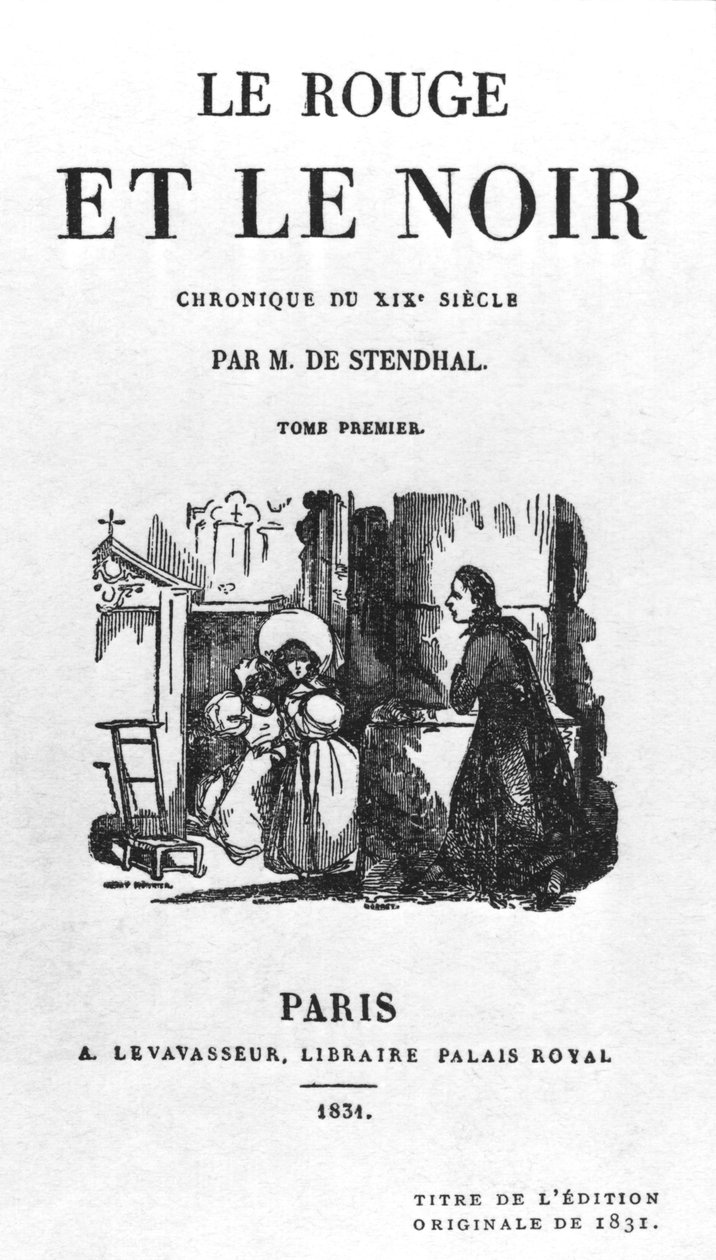 Page de titre de la première édition de Le Rouge et le Noir par Stendhal (1783-1842) publié en 1831 - French School