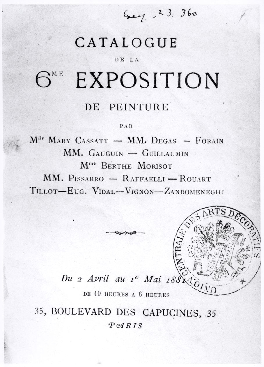 Page de titre du catalogue de la 6ème exposition impressionniste, 1881 - French School