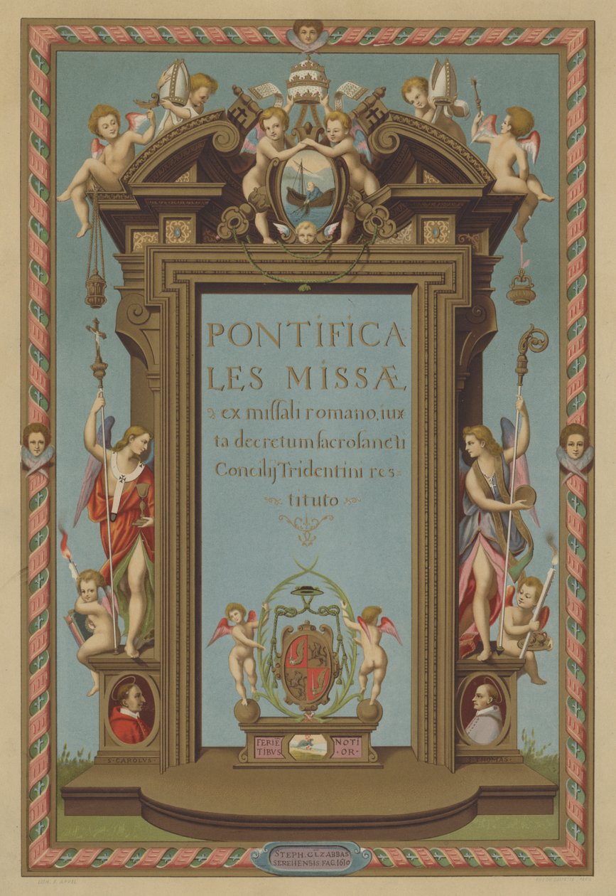 Page de titre du Missel Pontifical (chromolitho) - French School