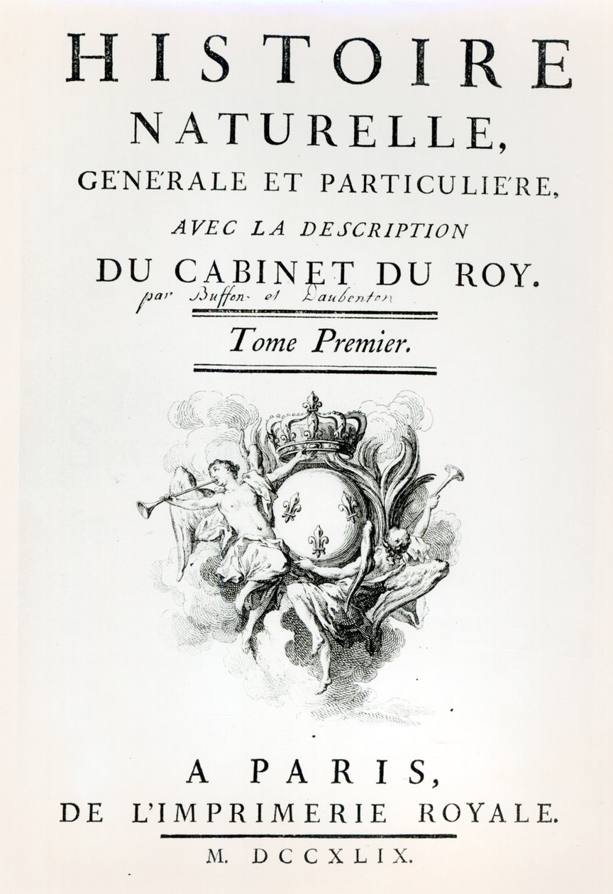 Page de titre de Histoire Naturelle, Générale et Particulière par Buffon, Paris, 1749 - French School