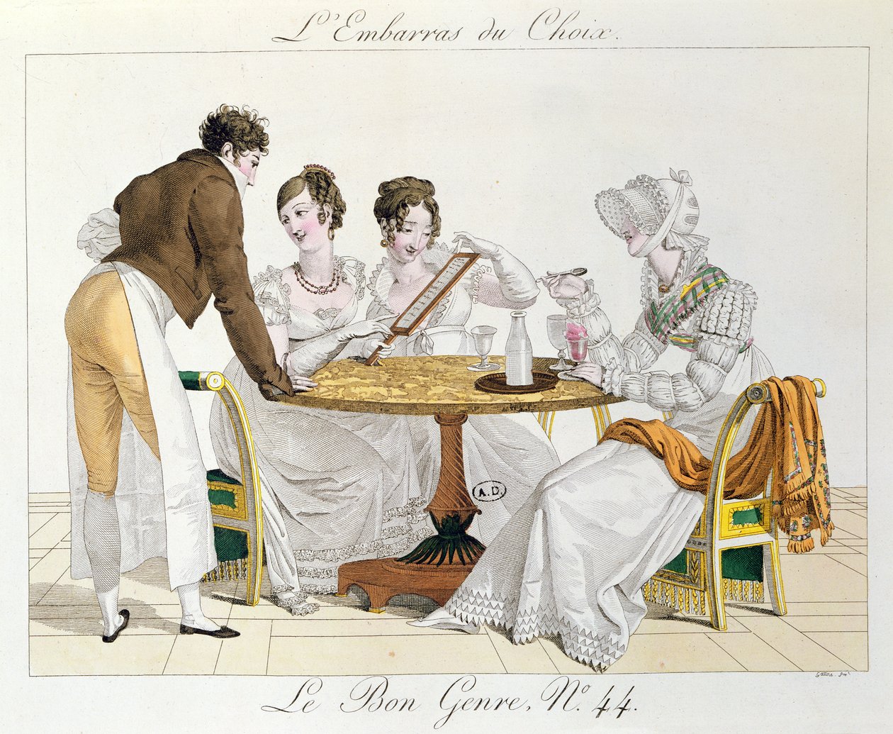 Trop de choix, planche 44 de Le Bon Genre, 1827 - French School