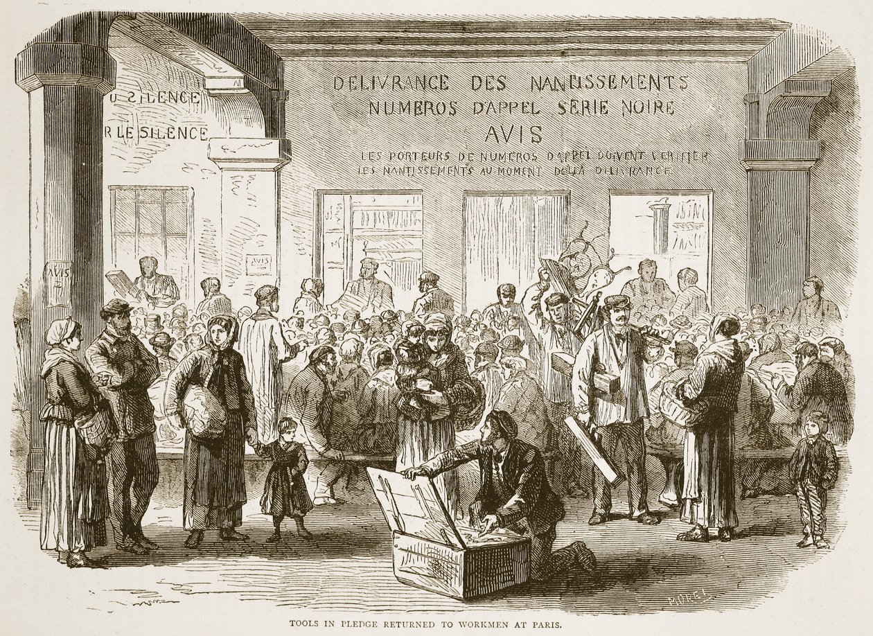 Outils en gage retournés aux ouvriers à Paris, illustration de l