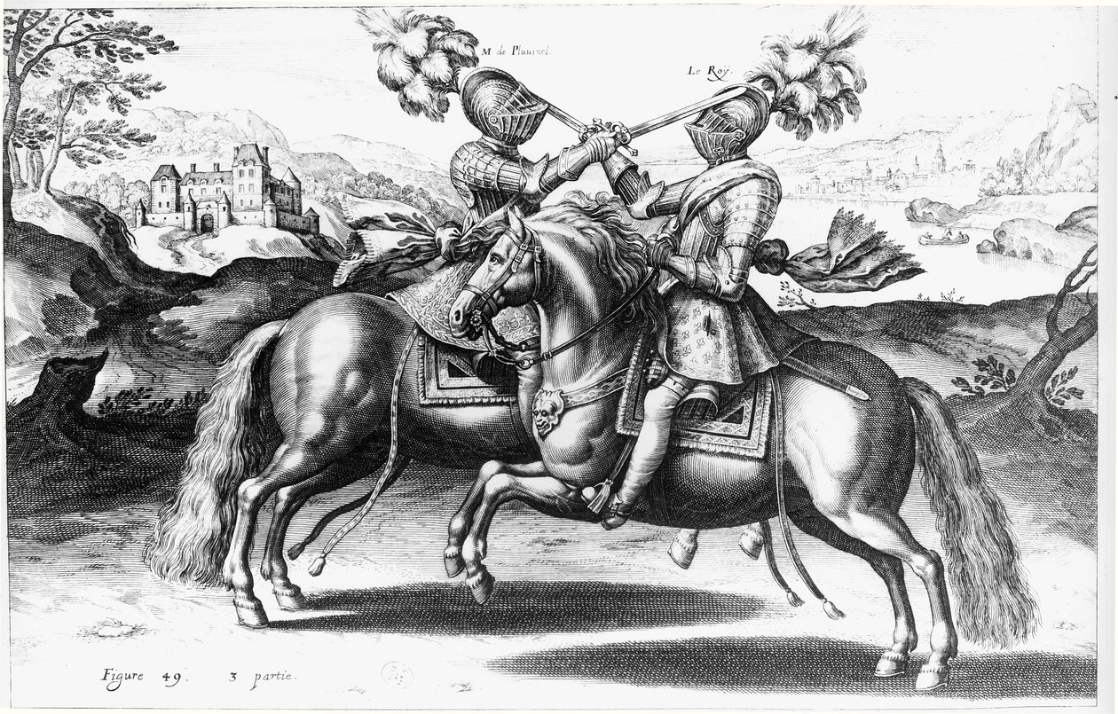 Scène de tournoi entre Henri IV (1553-1610) et Antoine de Pluvinel (1555-1620) - French School