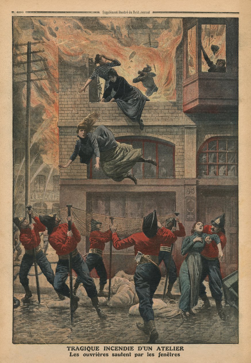 Incendie tragique dans un atelier à Newark, New Jersey, illustration du 