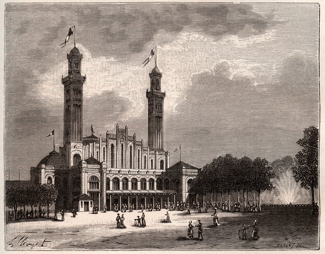 Trocadéro à Paris - gravure dans "La France illustrée : géographie, histoire, administration statistique" par V.A. Malt-Brown. 1884 - French School