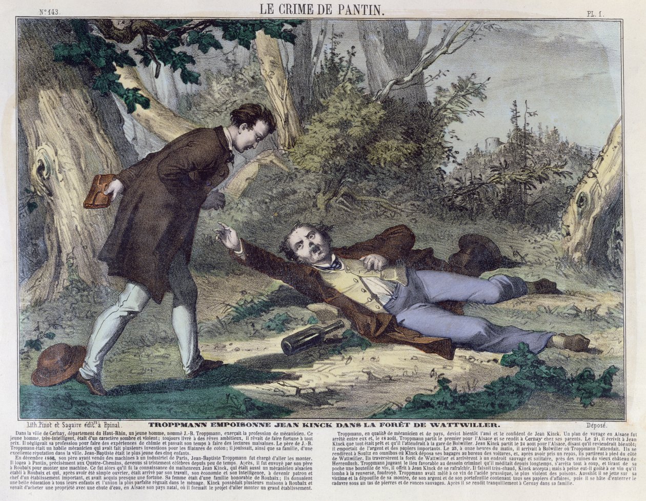 Troppmann empoisonne Jean Kinck dans la forêt de Wattwiller, 1869 - French School