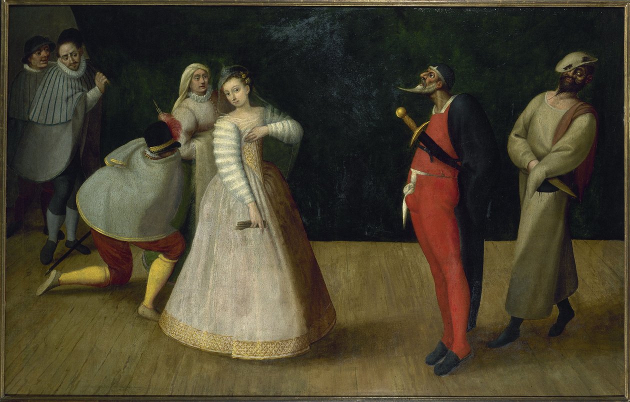 Troupe de comédiens italiens (les Gelosi ?), vers 1580 - French School