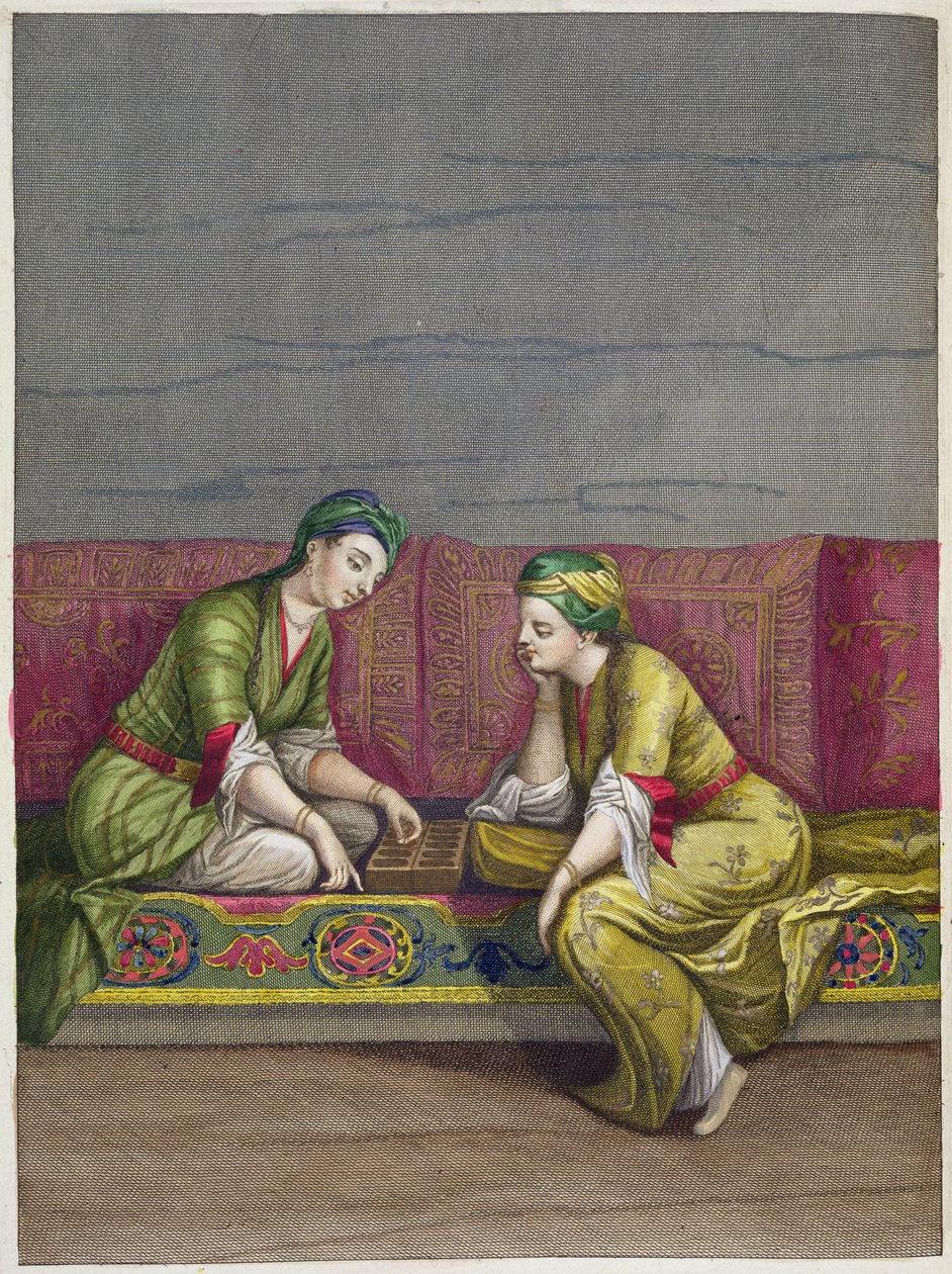 Filles turques jouant au Mangala, XVIIIe siècle - French School