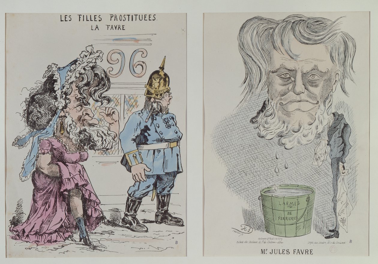 Deux caricatures de Jules Favre (1809-80) 1870-71 - French School