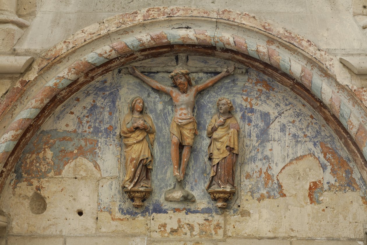 Tympan avec scène de Crucifixion - French School