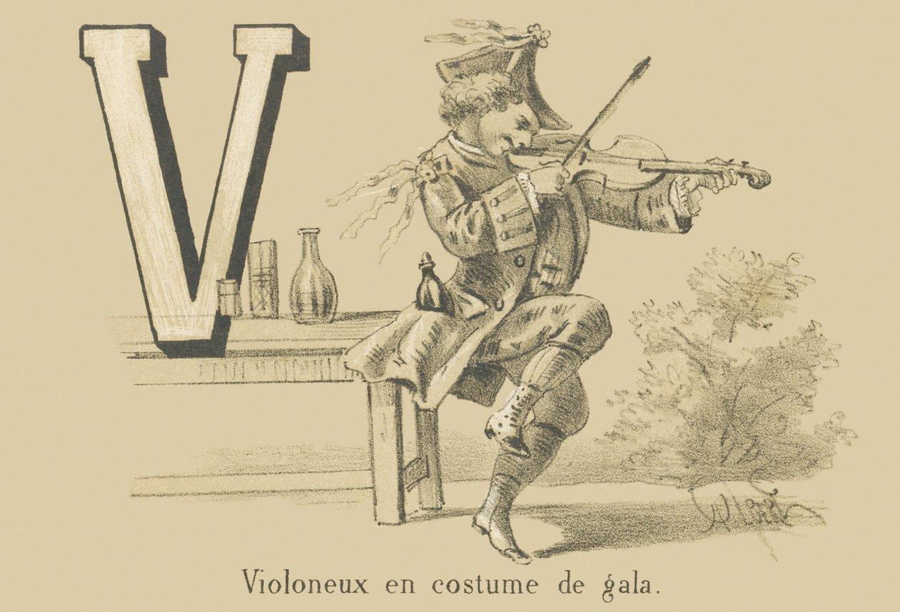 V : Violoniste en costume de gala - French School