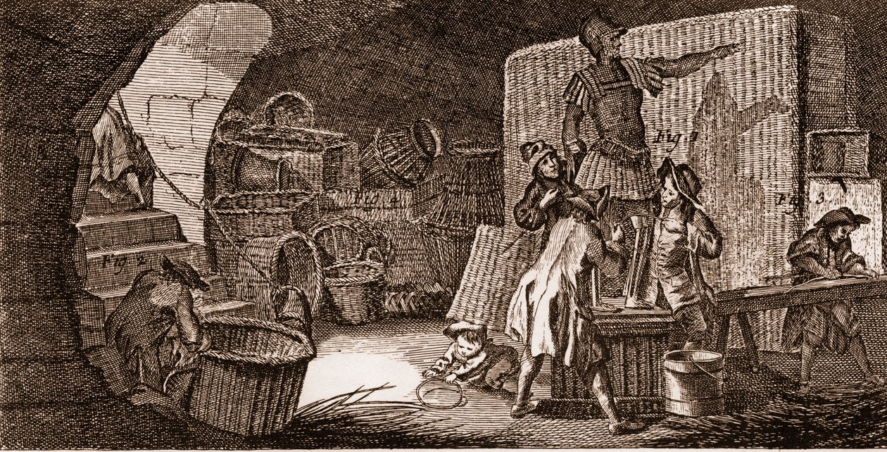 Vannier - outils - fabricant de paniers - "La Grande Encyclopédie, ou Dictionnaire Raisonné des Sciences, des Arts et des Métiers" par Denis Diderot (1713-1784) et Jean d