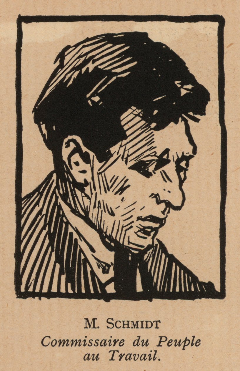 Vassili Schmidt, homme politique révolutionnaire bolchevique russe et commissaire du peuple au travail (lithographie) - French School