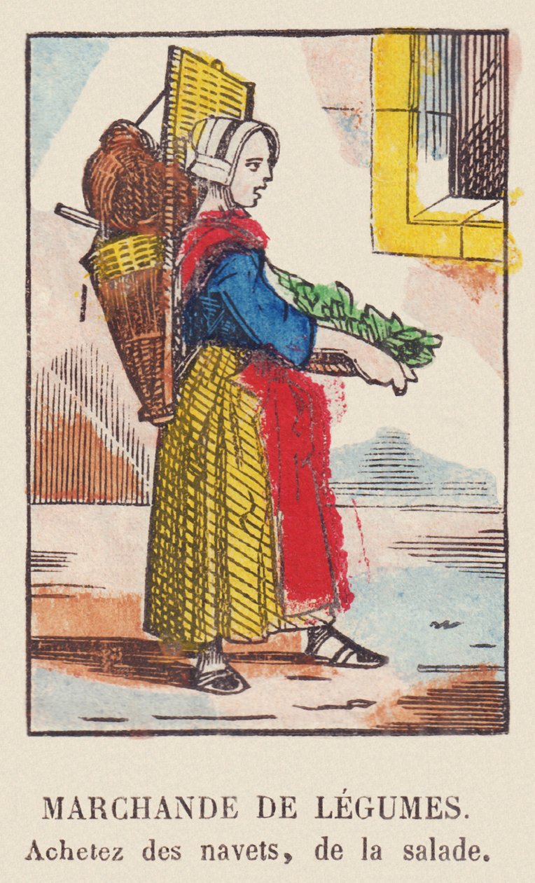 Marchand de légumes. Achetez des navets, de la salade., vers 1819 - French School