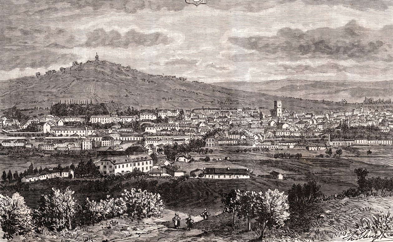 Vesoul - commune du Grand Est de la France, préfecture du département de la Haute-Saône dans la région de Bourgogne-Franche-Comté - gravure dans « France illustrée : géographie, histoire, administration statistique » par V.-A. Malte-Brun. 1884 - French School