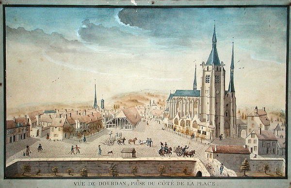Vue de Dourdan par un Prisonnier, vers 1800 - French School