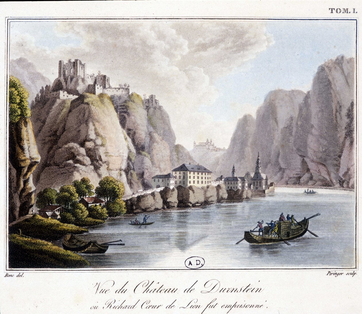 Vue du château de Durnstein (où Richard Cœur de Lion fut emprisonné) - dans « Voyage pittoresque en Autriche » par le comte Alexandre de Laborde, Paris, Didot l
