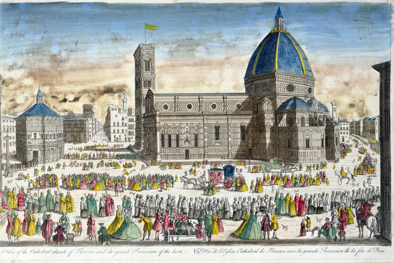 Vue de la cathédrale de Florence et de la grande procession de l