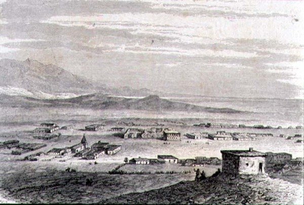 Vue de Los Angeles dans les années 1860 - French School