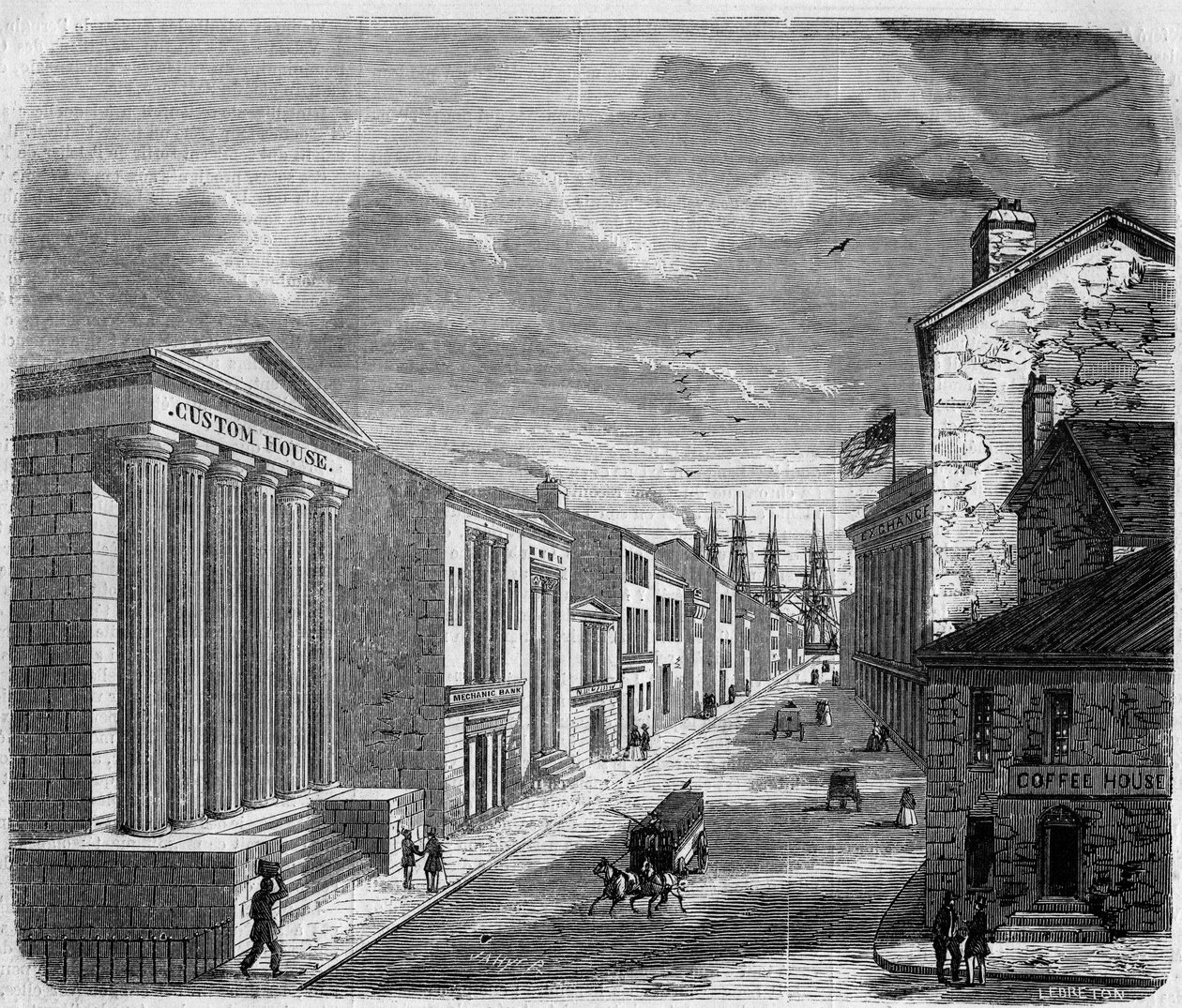 Vue de Wall Street, le quartier bancaire, New York, New York. États-Unis (États-Unis) - French School