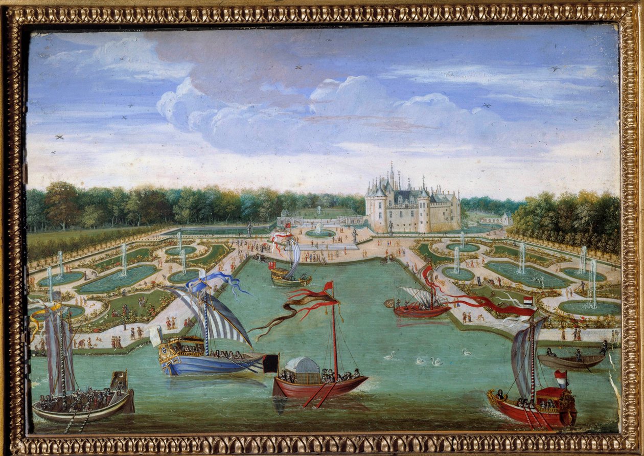 Vue du Château de Chantilly et des parterres pris du Vertugadin - French School