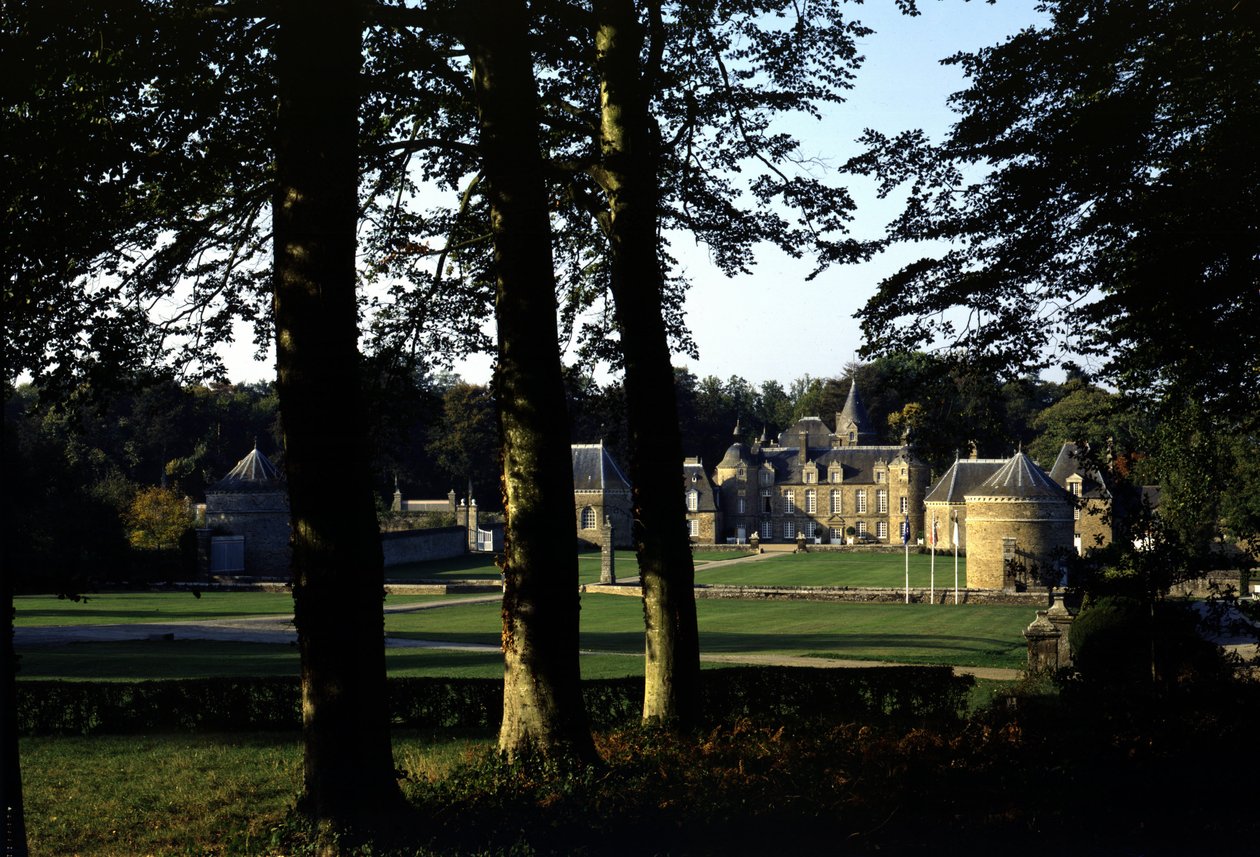 Vue du Château de la Bourbansais, commencé en 1583, remanié au 17e siècle. Pleugueneuc - French School