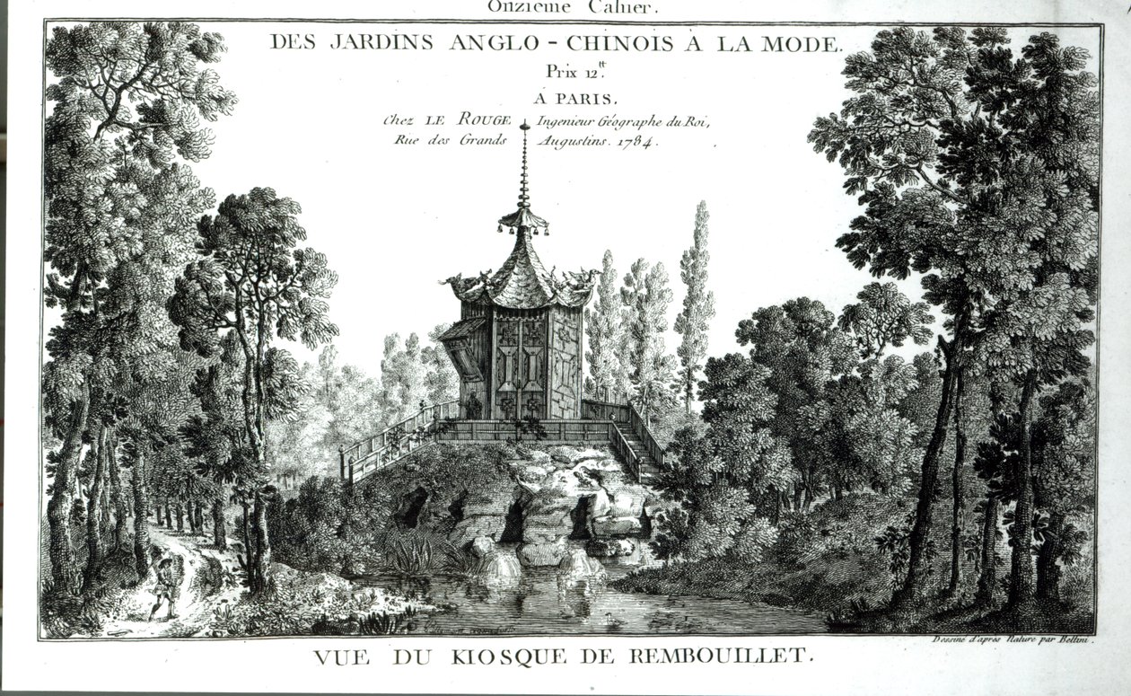 Vue du kiosque à Rambouillet, de Jardins Anglo-Chinois à la mode par George Louis le Rouge, publié en 1775-78 - French School
