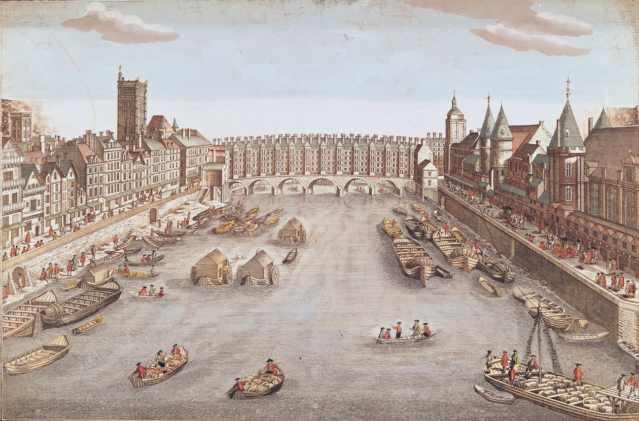 Vue du Pont au Change en regardant en aval - French School