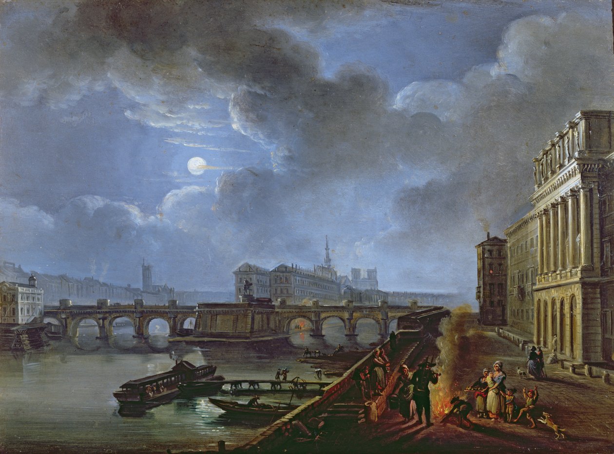 Vue de la Seine depuis la rive gauche, fin du XVIIIe siècle - French School