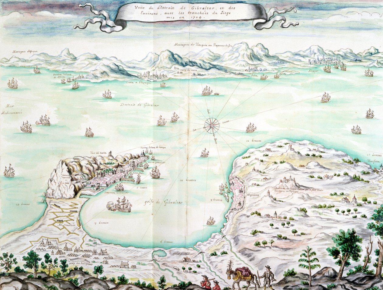 Vue du siège de Gibraltar en 1704 - French School