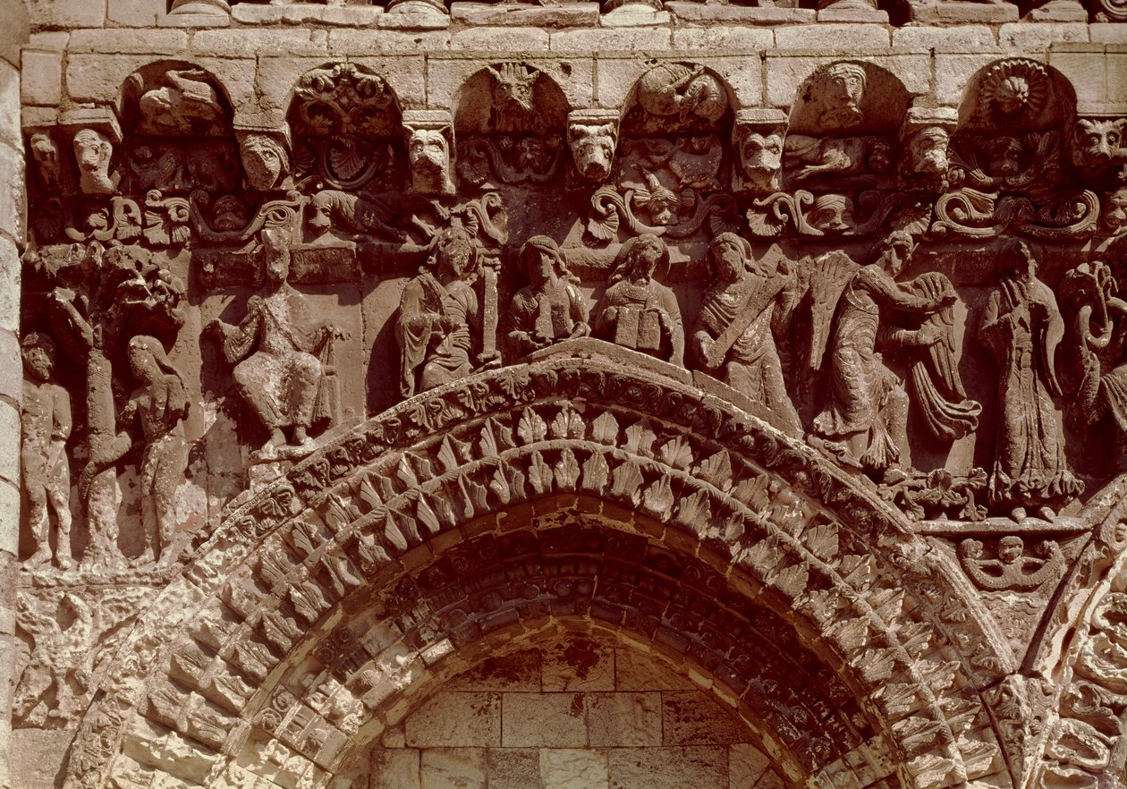 Vue de la façade ouest, détail (prophètes, Annonciation et Péché originel) - French School