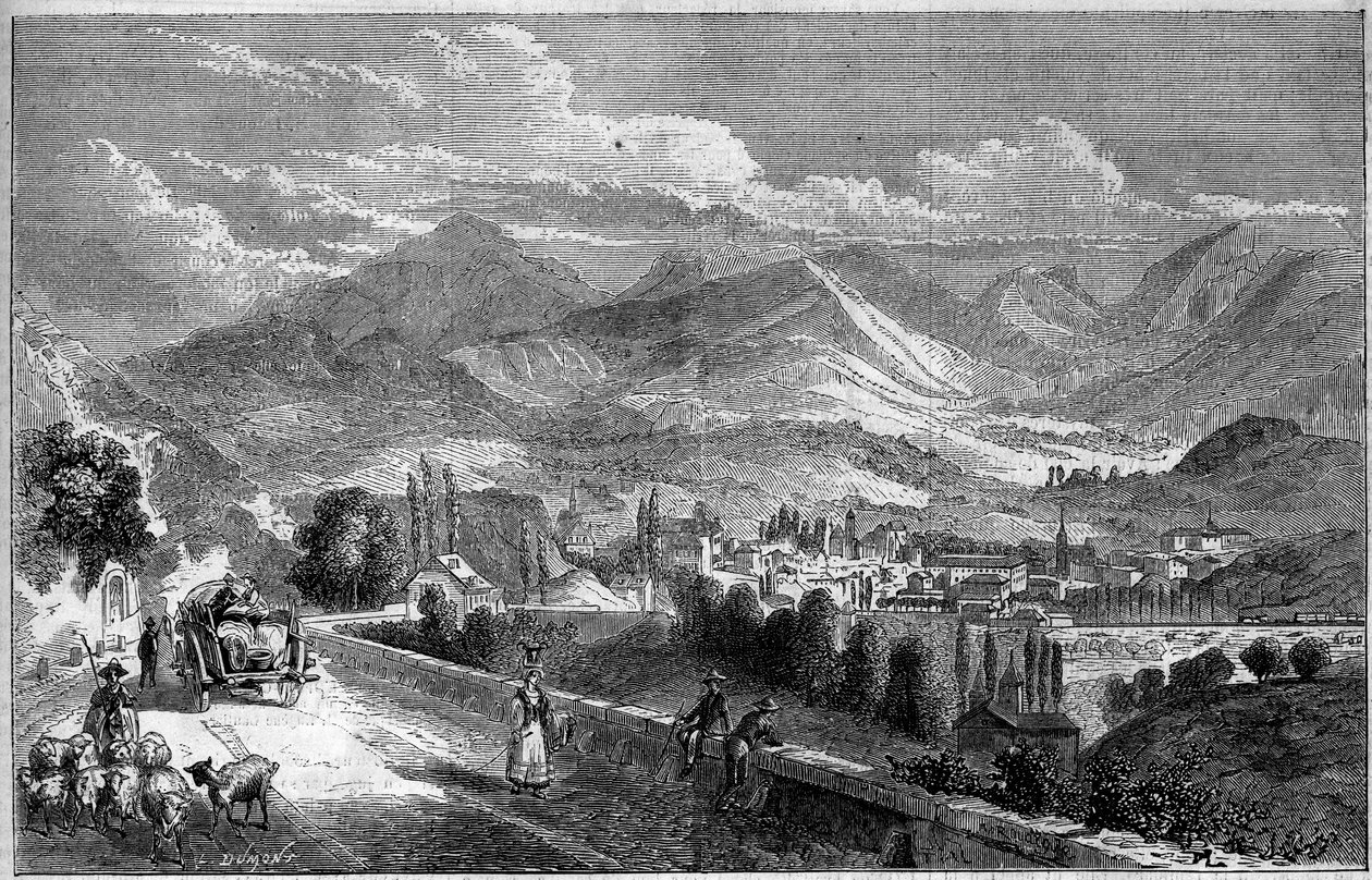 Vue de la ville de Chambéry, prise de la route d