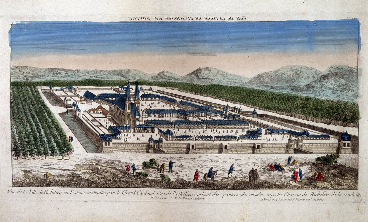 Vue de la ville de Richelieu en Poitou - French School