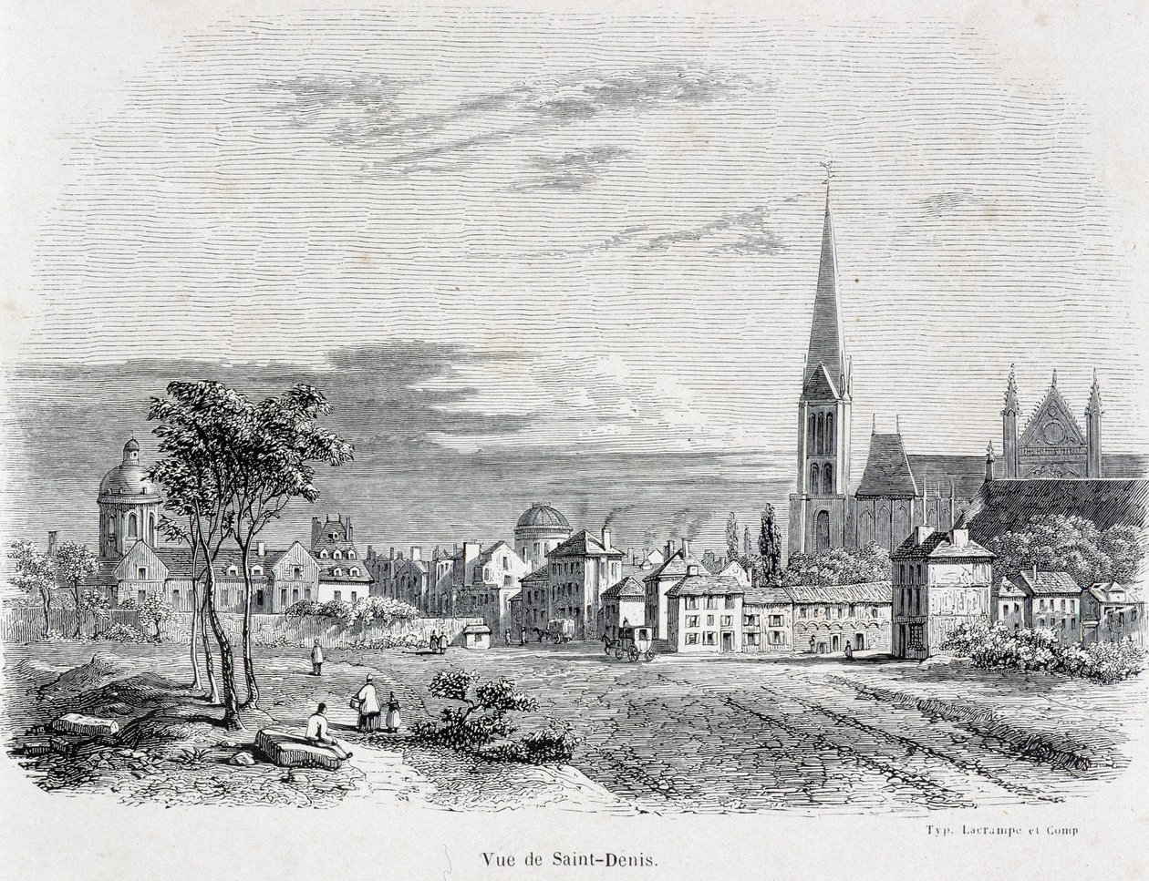 Vue de la ville de Saint Denis, début du 19ème siècle - French School