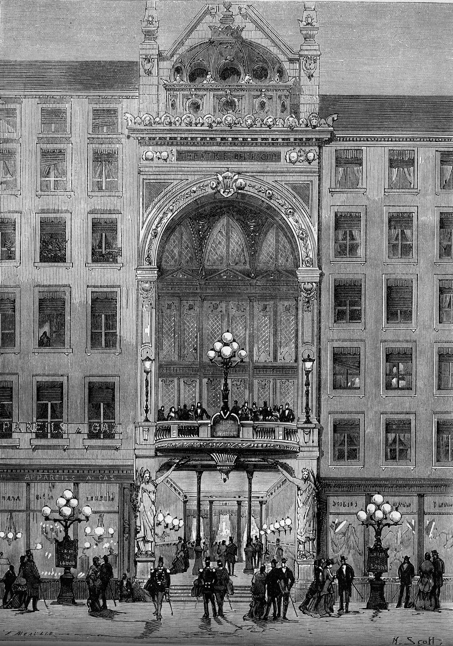 Vue de la façade du théâtre Bellecour à Lyon, construit par Jules Chatron (1831-1884) en 1879. Gravure dans "Le Monde Illustré" n°1176 du 11 octobre - French School