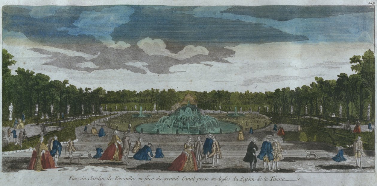 Vue du jardin devant le Grand Canal vu de la fontaine de Latone, Versailles, France - French School