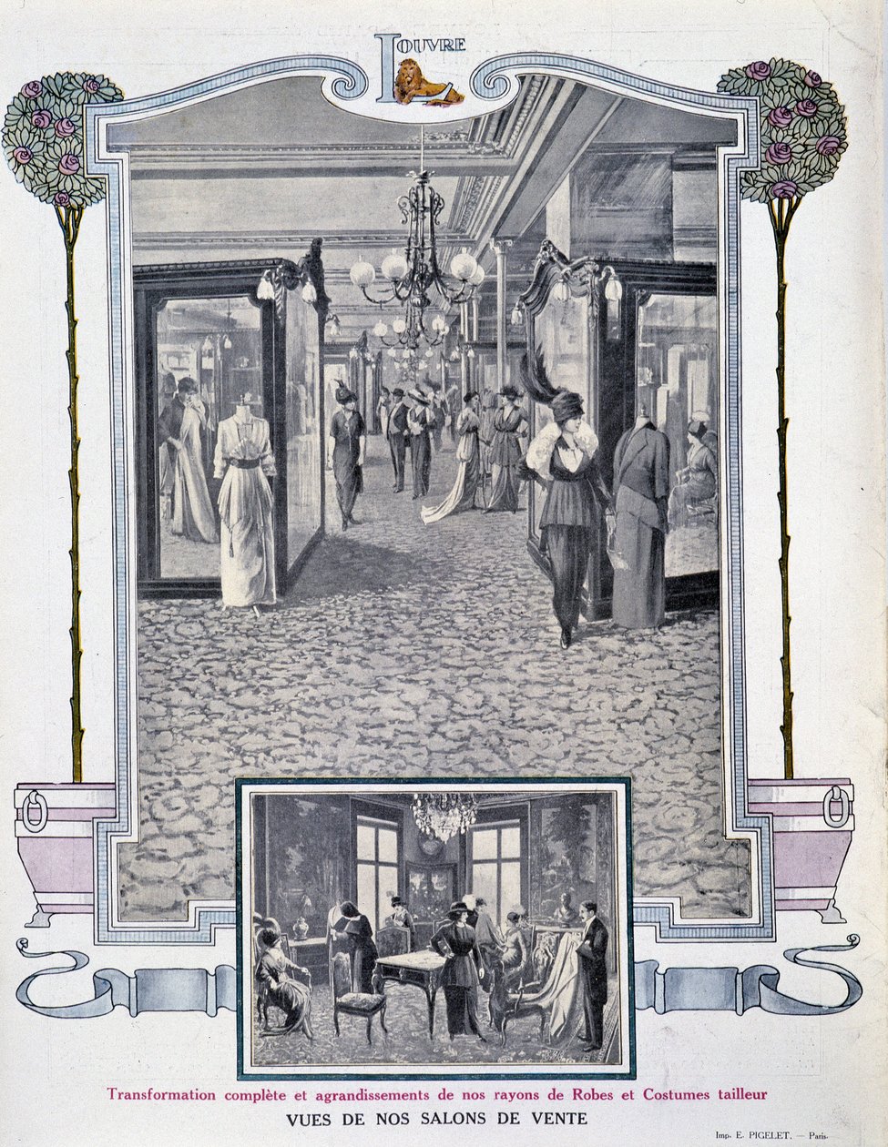 Vue des foires de vente du magasin « Au Louvre » - French School