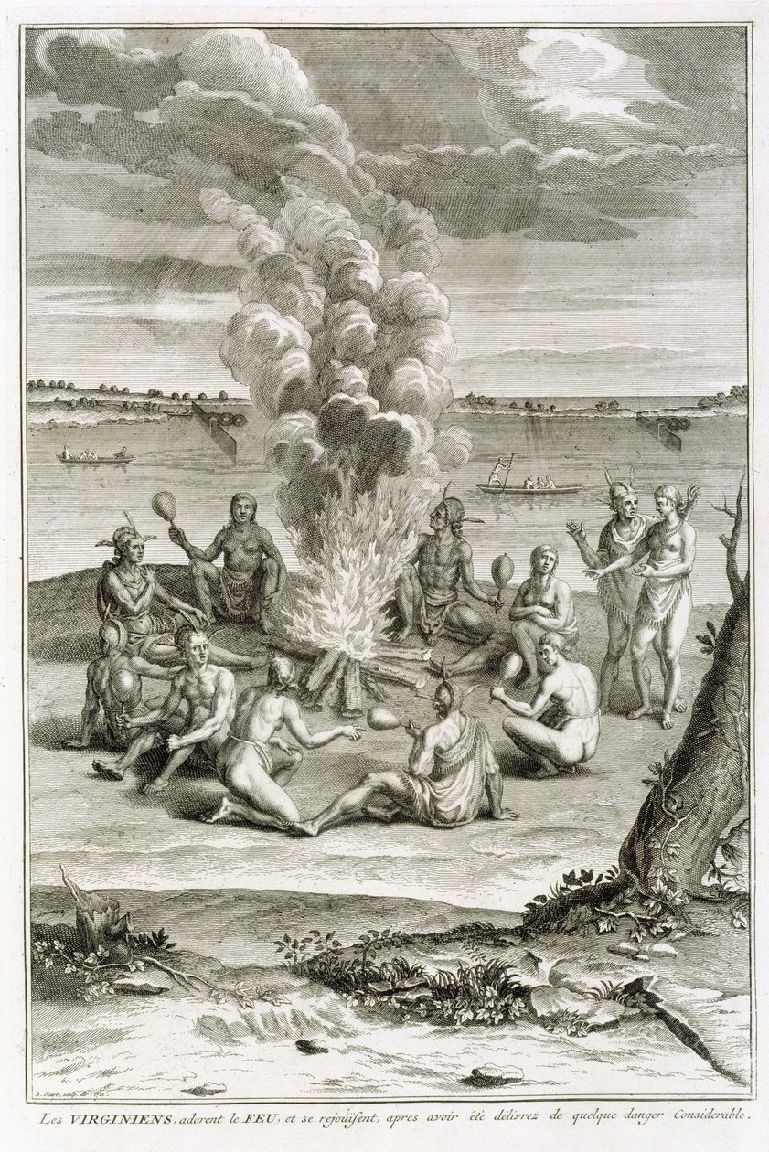 Les Virginiens adorant le feu et se réjouissant d