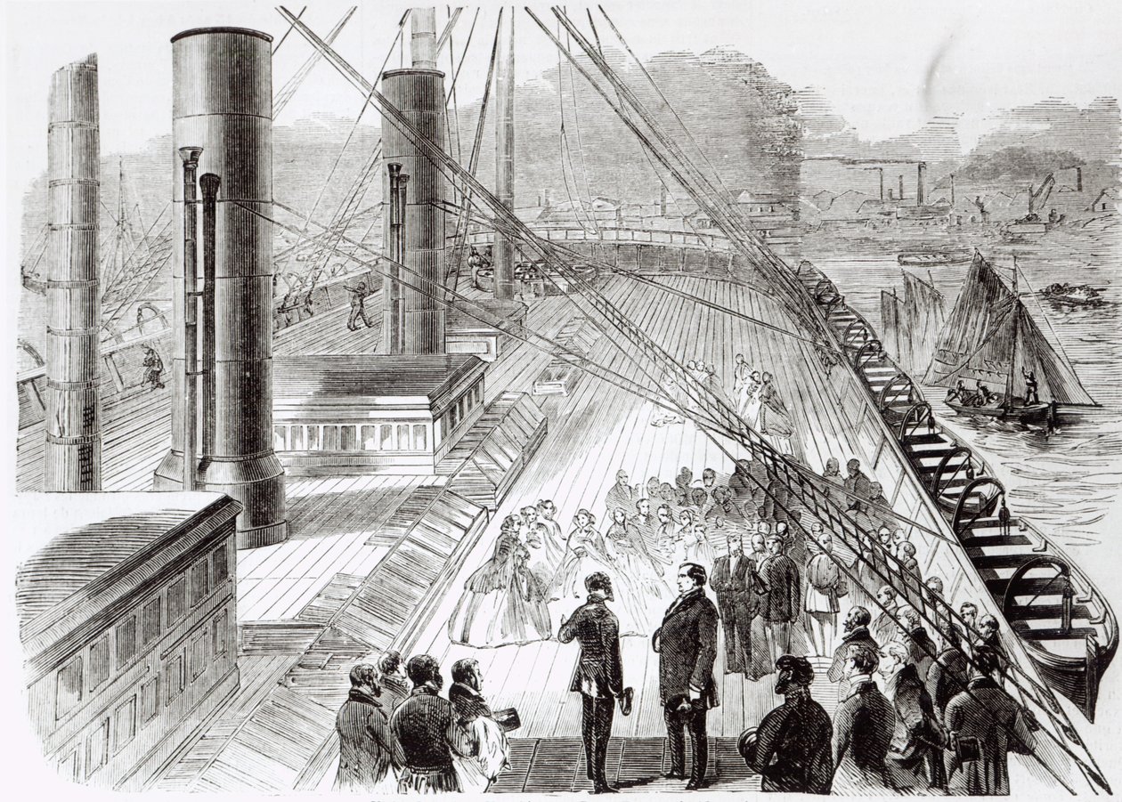 Visite du Prince Napoléon au Great Eastern à Southampton le 18 octobre 1859, illustration de Le Monde Illustré, 5 novembre 1859 - French School