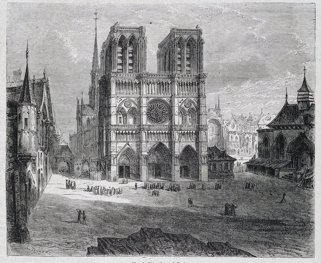 Vue de Notre-Dame de Paris - dans "Paris à travers les siècles" par H. Gourdon de Genouillac, éd. F. Roy, Paris - French School