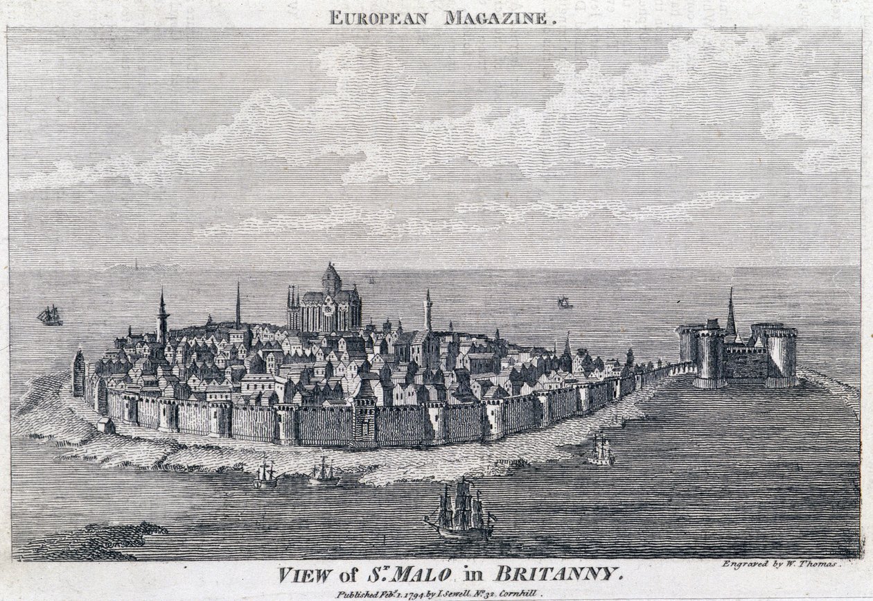 Vue de St Malo - Gravure par Thomas - French School