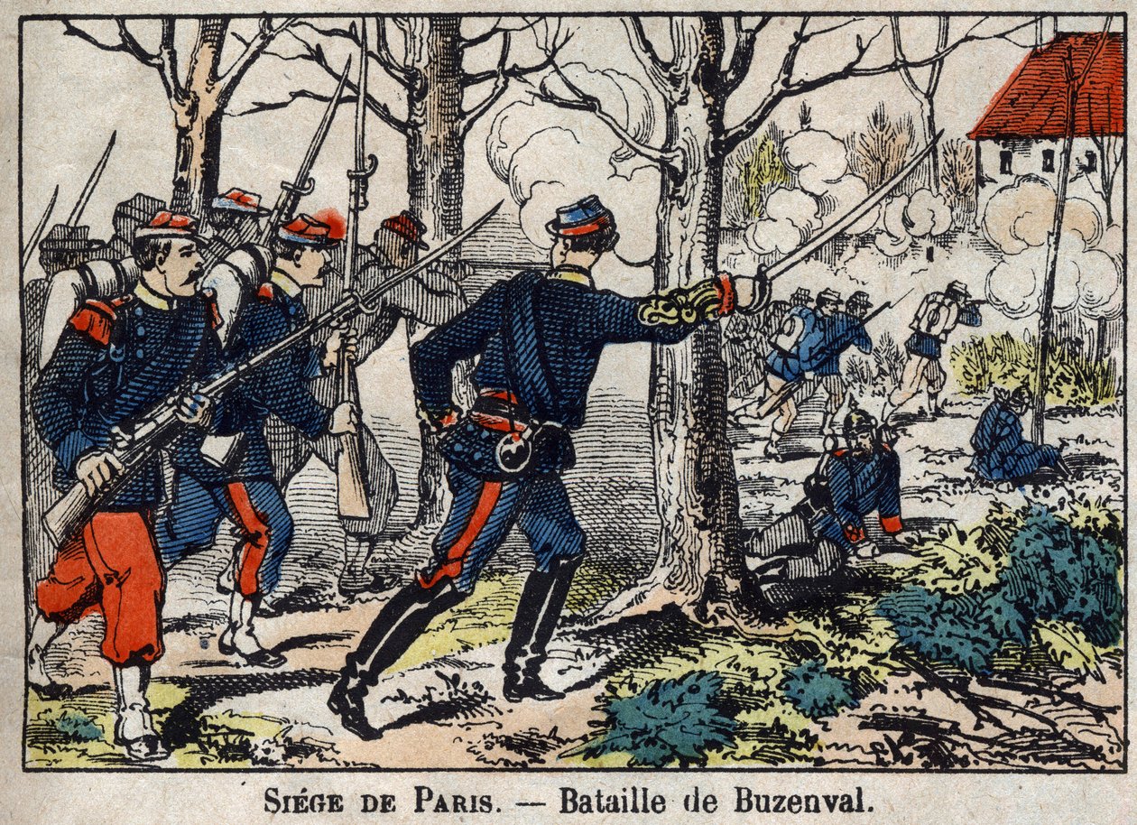 Guerre de 1870 entre la France et la Prusse : Bataille de Buzenval dans la région parisienne le 19/01/1871 - French School