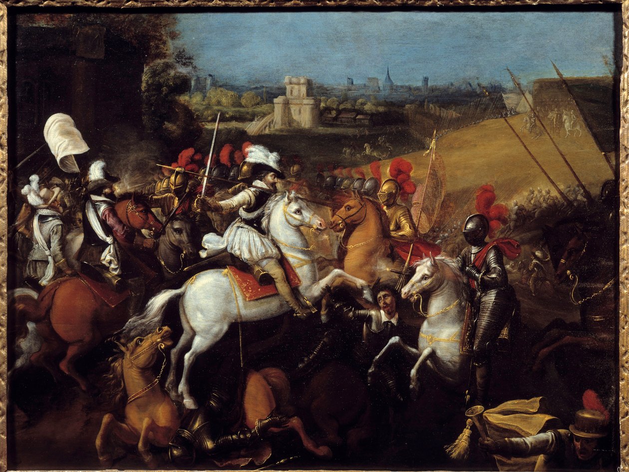 Guerre de Religion : Roi Henri IV (1533-1610) à la bataille des Arques le 21 septembre - French School